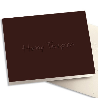 Anthony Folded Mocha Note Cards - Embossed