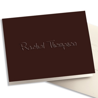 Anthony Folded Mocha Note Cards - Embossed