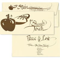 Hand Calligraphy Apple Jewish New Year Cards