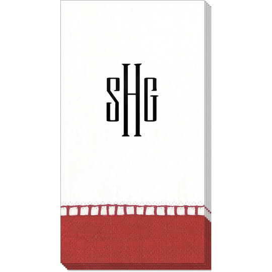 Red Border Design Your Own Caspari Guest Towels