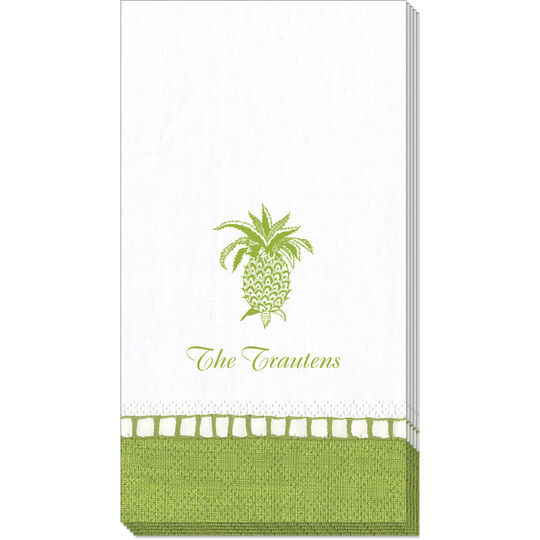 Bright Green Border Design Your Own Caspari Guest Towels