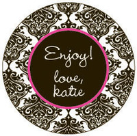 Black and Pink Round Gift Stickers