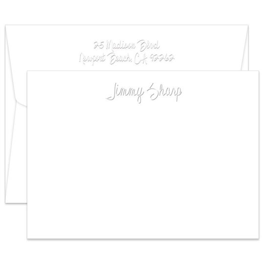 Triple Thick Script Flat Note Cards - Embossed