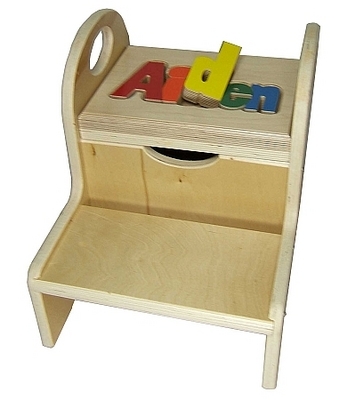 Childrens step deals stool with name