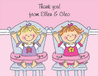 Twins Birthday Girls Foldover Note Cards