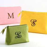 Organic Cotton Embroidered Initial Cosmetic Bag