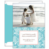 Teal Coral Flat Photo Cards