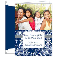 Navy Chinoiserie Flat Photo Cards