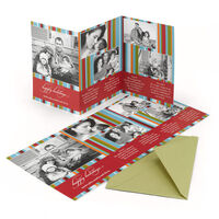 Striped Tri-Fold Holiday Photo Cards