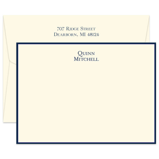 Triple Thick Isaac Bordered Flat Note Cards - Raised Ink