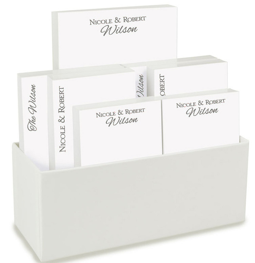 Couples Notepad Set in White Holder