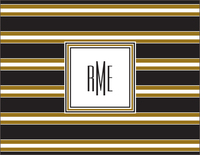 Esquire Black and Gold Striped Monogram Folded Note Cards
