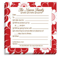 Red Floral Family Excuse Notepad