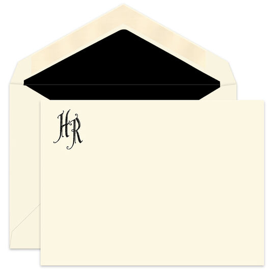 English Initial Flat Correspondence Cards  - Raised Ink