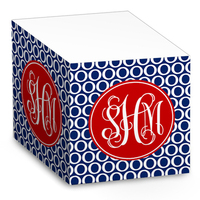 Navy Nautical Monogram Sticky Note Cube