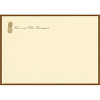 Ecru with Brown Border Jumbo Flat Note Cards with Optional Motif