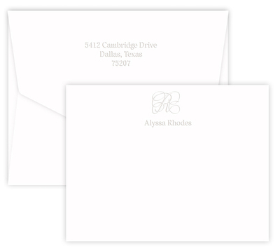 Personalized Triple Thick Embossed Capital Flat Note Cards