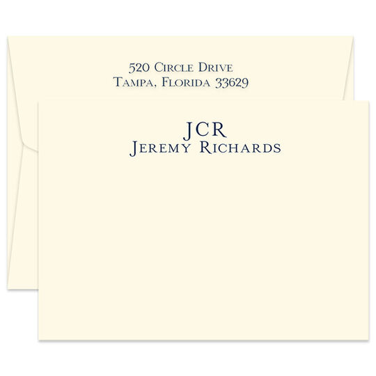 Triple Thick Tuscany Flat Note Cards - Raised Ink