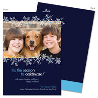 Floating Snowflakes Holiday Photo Cards