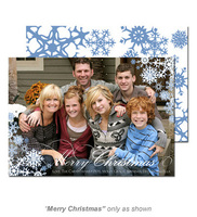 Blue Snowflakes Merry Christmas Photo Cards