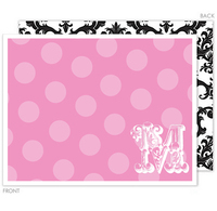 Pink Mod Initial Flat Note Cards