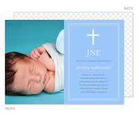 Baby Boy Cross Photo Baptism Invitations