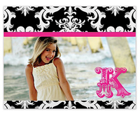 Black Damask Posh Photo Note Cards