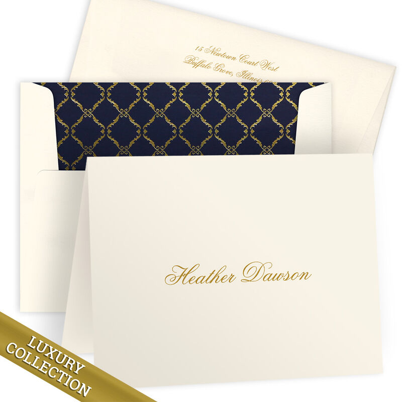 Personalized Luxury Dawson Folded Note Card Collection - Raised Ink