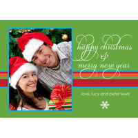Bright Stripe Snowflake Christmas Photo Cards