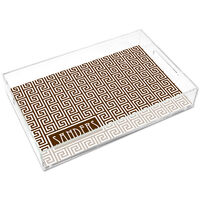 Chocolate Brown Greek Key Large Lucite Tray by Jonathan Adler