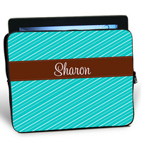 Fun Stripe Turquoise & Coco iPad Sleeve