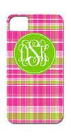 Preppy Pink and Green Plaid iPhone Hard Case