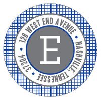 Blue Crosshatch Round Address Labels