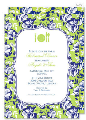 Blue Floral on Green Invitations