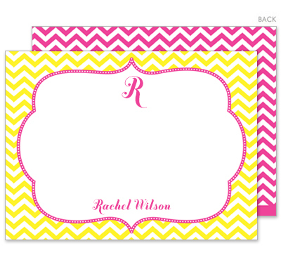 Yellow Chevron Flat Note Cards