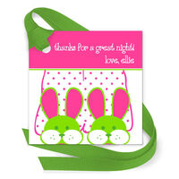 Bunny Slippers Gift Tags with Attached Ribbon