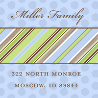 Blue and Green Stripe Square Address Labels