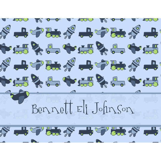 Trains and Planes Folded Note Cards