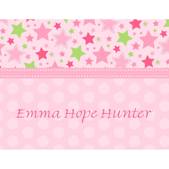 Pink Stars Folded Note Cards