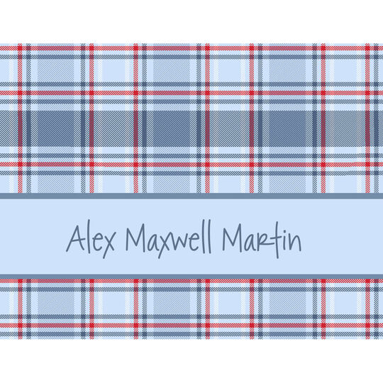 Blue Plaid Folded Note Cards