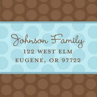 Blue and Chocolate Dot Square Address Labels