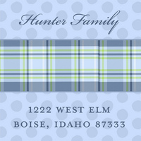 Blue and Green Plaid Square Address Labels