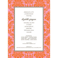Tangerine and Pink Damask Invitations