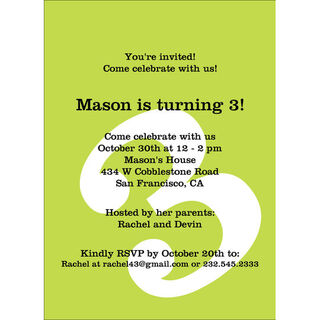 Big Number Birthday Invitations in Your Color Choice