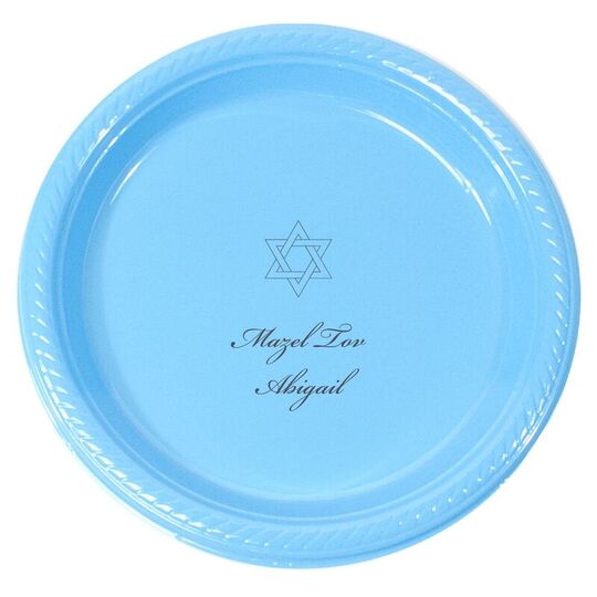 Personalized Star of David Plastic Plates