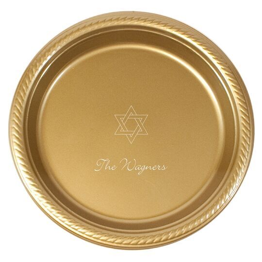 Personalized Star of David Plastic Plates