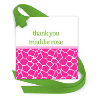 Pink Giraffe Gift Tags with Attached Ribbon