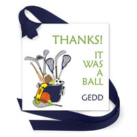 Sports Bucket Gift Tags with Attached Ribbon