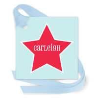 Red Star Gift Tags with Attached Ribbon