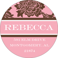 Pink Classic Floral Round Address Labels